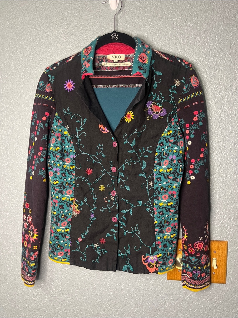 Ivko sweater Jacquard Jacket Emb Linen Black Style # 41505